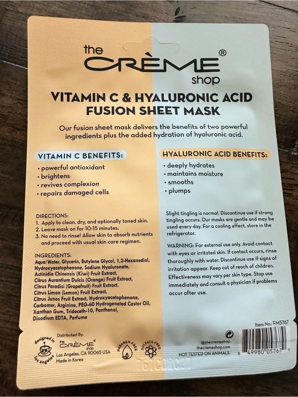 NIB The Creme Shop 3 Piece Skin Care Fusion Mask, Brighten Mask & 1 Lip Balm